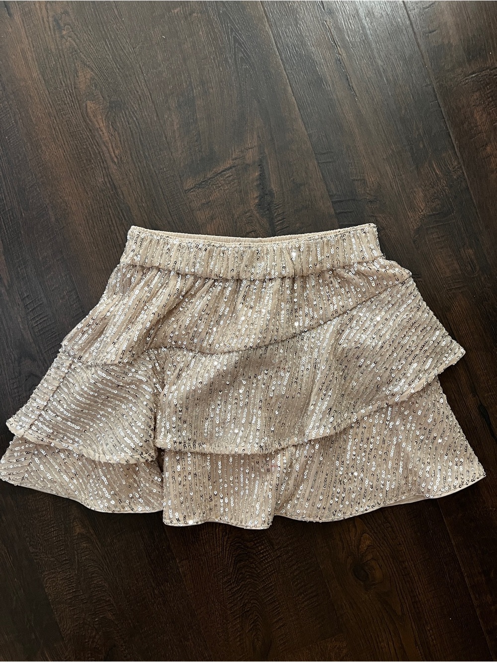 abercrombie kids Champagne Sequin Tiered Mini Skirt